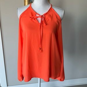 beautiful cold shoulder coral top